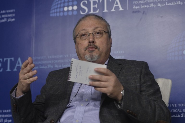 Saudi Arabia says Khashoggi died at Istanbul consulate- - ANKARA, TURKEY - (ARCHIVE) : A file photo dated March 26, 2015 shows Prominent Saudi journalist Jamal Khashoggi speaking during a panel titled 'Crisis in Syria: An Endless War?' organised by Foundation for Political, Economic and Social Research (SETA) Foundation in Ankara, Turkey. Saudi journalist Jamal Khashoggi died after a brawl inside the Saudi consulate in Istanbul, Saudi Arabia announced Saturday.