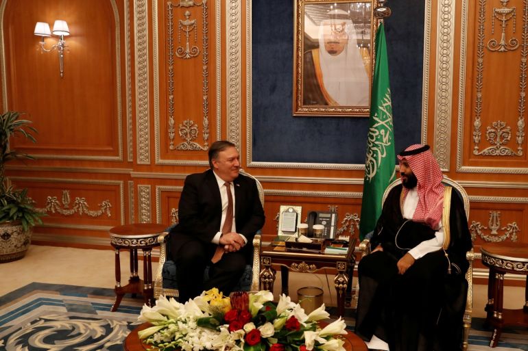 U.S. Secretary of State Mike Pompeo meets with the Saudi Crown Prince Mohammed bin Salman during his visits in Riyadh, Saudi Arabia, October 16, 2018. REUTERS/Leah Millis/Pool
