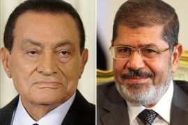 كومبو للرئيسين المصريين محمد مرسي وحسني مبارك