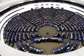 Members of the European Parliament take part in a voting session at the European Parliament in Strasbourg, France, October 24, 2018. Picture taken with a fisheye lens. REUTERS/Vincent Kessler