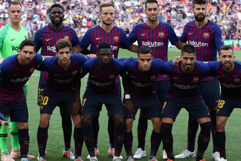 Soccer Football - Champions League - Group Stage - Group B - FC Barcelona v PSV Eindhoven - Camp Nou, Barcelona, Spain - September 18, 2018 Barcelona players pose for a team group photo before the match REUTERS/Sergio Perez