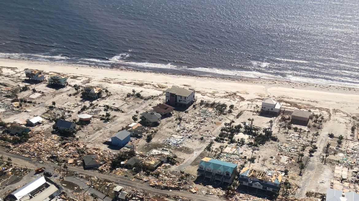 Aerial photo shows homes and businesses destroyed after Hurricane Michael smashed into Florida's northwest coast in Mexico Beach, Florida, U.S., October 11, 2018.   Courtesy James E. Wyatt/U.S. Customs and Border Protection/Handout via REUTERS  ATTENTION EDITORS - THIS IMAGE HAS BEEN SUPPLIED BY A THIRD PARTY.