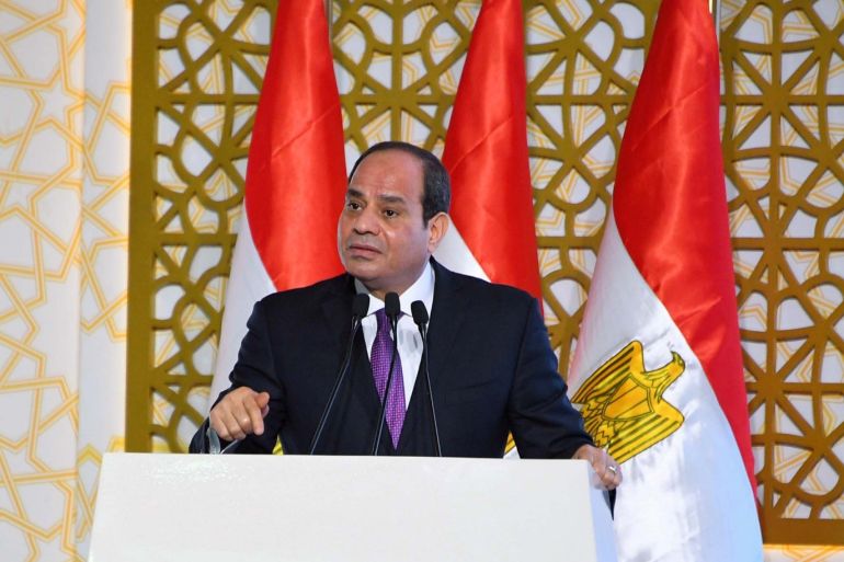 Egyptian President Abdel Fattah Al Sisi gives his speach during the inauguration of major power stations in the energy sector as part of the country's development drive, at Egypt's new administrative capital, north of Cairo, Egypt, July 24, 2018 in this handout picture courtesy of the Egyptian Presidency. The Egyptian Presidency/Handout via REUTERS ATTENTION EDITORS - THIS IMAGE WAS PROVIDED BY A THIRD PARTY
