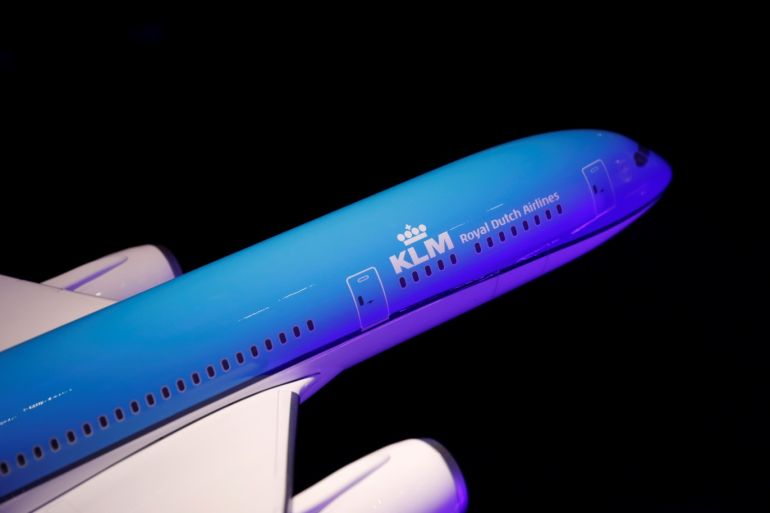 A KLM Boeing 787-9 scale model is seen in Paris, France January 10, 2018. REUTERS/Gonzalo Fuentes