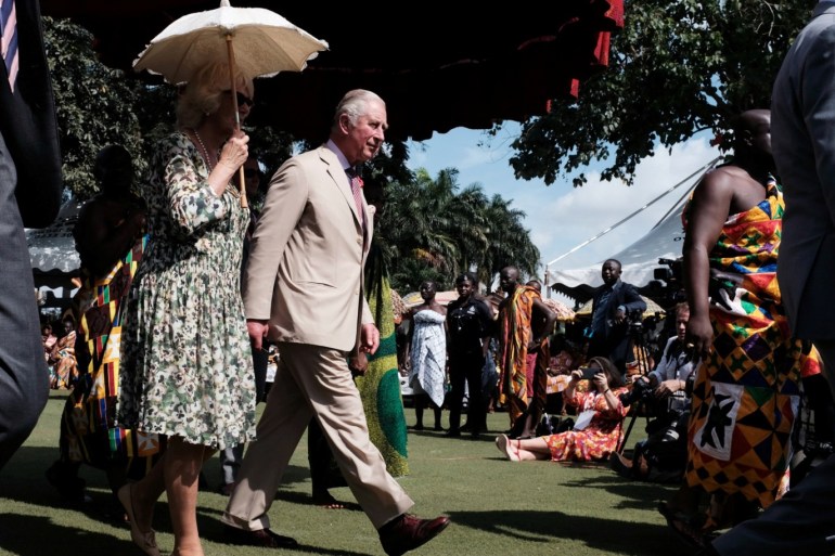 Britain's Prince Charles and Camilla, Duchess of Cornwall visit the Manhyia Palace of the Ashanti Kingdom to meet with the Ashanti king Otumfuo Osei Tutu II in Kumasi, Ghana November 4, 2018. REUTERS/Francis Kokoroko