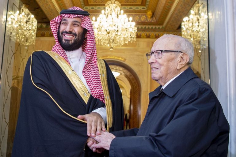 Prince of Saudi Arabia Mohammad bin Salman al-Saud in Tunis- - TUNIS, TUNISIA - NOVEMBER 27: (EDITORIAL USE ONLY – MANDATORY CREDIT -