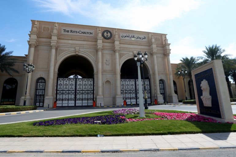 A view shows the Ritz-Carlton hotel's entrance gate in the diplomatic quarter of Riyadh, Saudi Arabia, November 5, 2017. REUTERS/Faisal Al Nasser