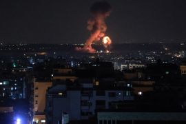 Israeli jets strike positions in Gaza- - GAZA CITY, GAZA - NOVEMBER 12: Smoke rises after Israeli fighter jets carried out airstrike to positions in Gaza City, Gaza on November 12, 2018.