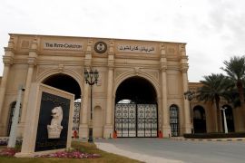 A view shows the Ritz-Carlton hotel's entrance gate in the diplomatic quarter of Riyadh, Saudi Arabia, January 30, 2018. REUTERS/Faisal Al Nasser