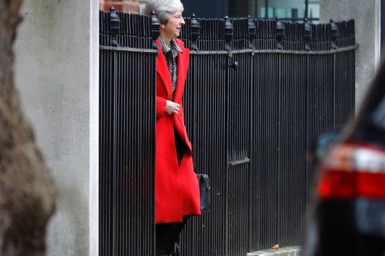 Britain's Prime Minister Theresa May leaves 10 Downing Street via the back exit in London, Britain, November 16, 2018. REUTERS/Peter Nicholls