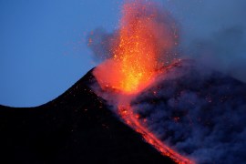 Italy's Mount Etna, Europe's tallest and most active volcano, spews lava as it erupts on the southern island of Sicily, Italy February 28, 2017. Picture taken February 28, 2017. REUTERS/Antonio Parrinello TPX IMAGES OF THE DAY