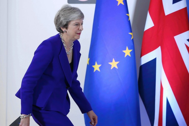 EU leaders meet for European Council summit- - BRUSSELS, BELGIUM - OCTOBER 18 : British Prime Minister Theresa May holds a press conference after the second day of European Union leaders summit at the European Council in Brussels on October 18, 2018.