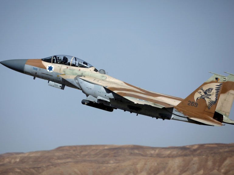 An Israeli F-15 fighter jet takes off during an exercise dubbed