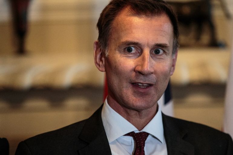 SEVENOAKS, ENGLAND - OCTOBER 14: British Foreign Secretary Jeremy Hunt prepares to pose for a family photograph with other European Foreign Ministers at Chevening House on October 14, 2018 in Sevenoaks, England. Mr Hunt today hosts eastern European Foreign Ministers at the Foreign Secretary's official country residence ahead of tomorrow's meetings at the Foreign Affairs Council in Luxembourg where chemical weapons sanctions will be formally adopted. (Photo by Jack Taylor/Getty Images)