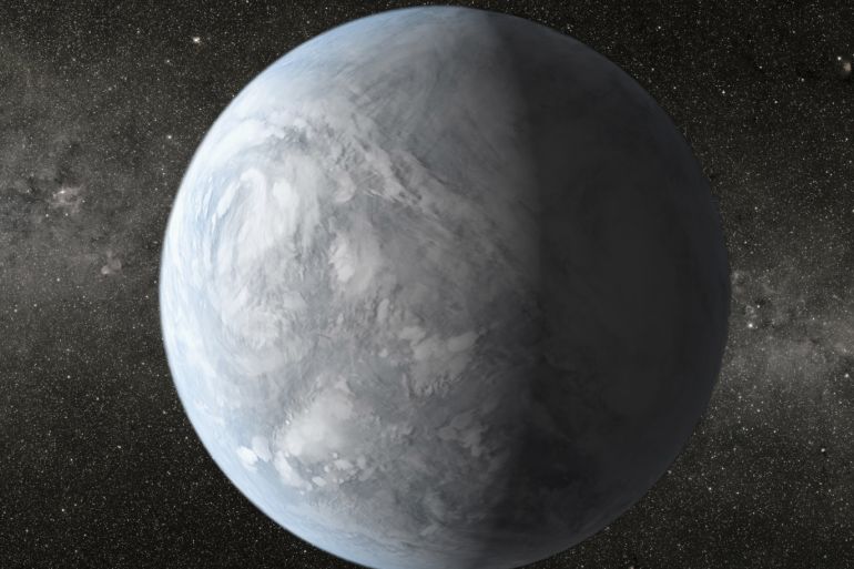 An artist's depiction of Kepler-62e is shown in this NASA handout provided November 4, 2013. Kepler-62e is a super Earth-size planet in the habitable zone of a star smaller and cooler than the sun, located about 1,200 light-years from Earth in the constellation Lyra. One out of every five sun-like stars in the Milky Way galaxy has a planet about the size of Earth that is properly positioned for water, a key ingredient for life, a study released on Monday shows. REUTE