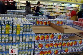 Cartons of milk products are seen in a supermarket in Rabat, Morocco, May 1, 2018. Picture taken May 1, 2018. REUTERS/Youssef Boudlal