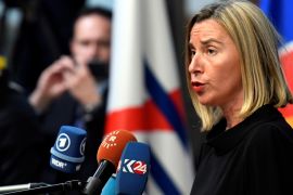 European Union High Representative for Foreign Affairs and Security Policy Federica Mogherini speaks to the media at the ASEM leaders summit in Brussels, Belgium October 18, 2018. REUTERS/Piroschka van de Wouw