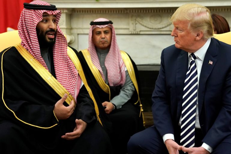 Saudi Arabia's Crown Prince Mohammed bin Salman delivers remarks as U.S. President Donald Trump welcomes him in the Oval Office at the White House in Washington, U.S. March 20, 2018. REUTERS/Jonathan Ernst