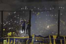 Boca Juniors win the Argentine Superliga title- - BUENOS AIRES, ARGENTINA - MAY 09: Boca Juniors supporters celebrate the Argentine Superliga title in Buenos Aires, Argentina, on May 09, 2018.