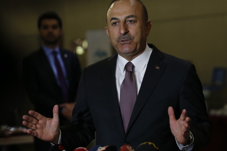 Turkish Foreign Minister Cavusoglu in Antalya- - ANTALYA, TURKEY - NOVEMBER 03: Minister of Foreign Affairs of Turkey, Mevlut Cavusoglu speaks to media after the 18th Meeting of the Council of Foreign Ministers of the Organization of Developing Countries (D-8) in Antalya, Turkey on November 03, 2018.