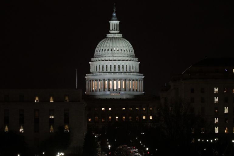 Congress Shutdown At Impasse Over Trump's Border Wall- - WASHINGTON, USA - DECEMBER 21: The U.S. Capitol stands illuminated at night in Washington, United States on December 21, 2018. The federal government was shutdown Friday night with Congress at an impasse with President Donald Trump over his demands to fund a wall on the U.S.-Mexico border.