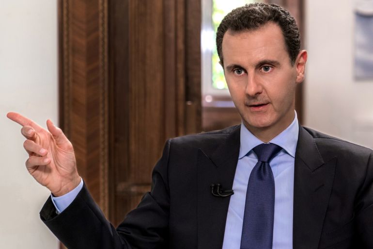 Syrian President Bashar al-Assad speaks during an interview with Russian television channel NTV, in Damascus, Syria in this handout released on June 24, 2018. SANA/Handout via REUTERS ATTENTION EDITORS - THIS PICTURE WAS PROVIDED BY A THIRD PARTY. REUTERS IS UNABLE TO INDEPENDENTLY VERIFY THE AUTHENTICITY, CONTENT, LOCATION OR DATE OF THIS IMAGE