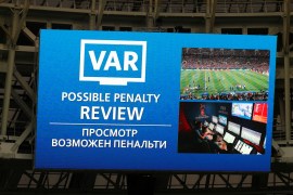 Soccer Football - World Cup - Final - France v Croatia - Luzhniki Stadium, Moscow, Russia - July 15, 2018 General view of the scoreboard showing a possible penalty review by VAR REUTERS/Kai Pfaffenbach