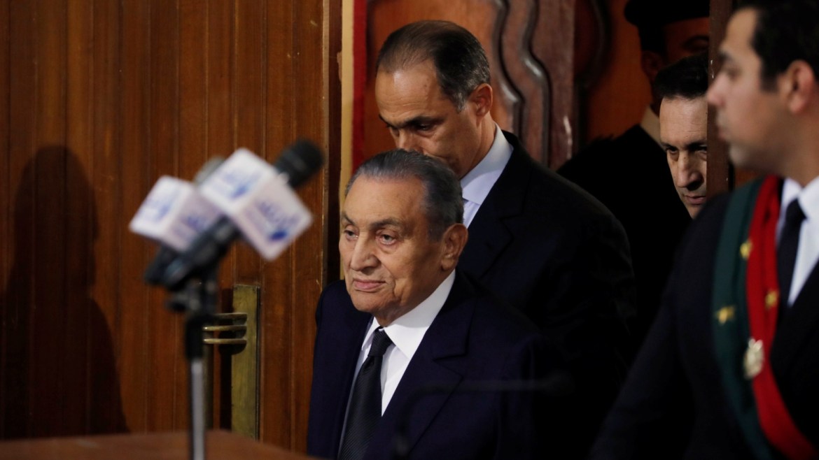 Former Egyptian President Hosni Mubarak testifies during a court case accusing ousted Islamist president Mohamed Mursi of breaking out of prison in 2011, in Cairo, Egypt, December 26, 2018. REUTERS/Amr Abdallah Dalsh