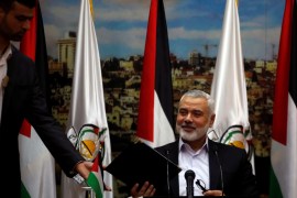 Hamas Chief Ismail Haniyeh smiles after delivering a speech in Gaza City April 30, 2018. REUTERS/Mohammed Salem