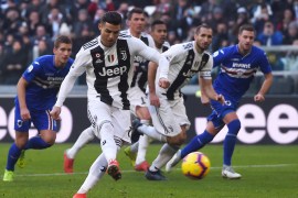 TURIN, ITALY - DECEMBER 29: Cristiano Ronaldo of Juventus scores a penalty (2-1) during the Serie A match between Juventus and UC Sampdoria on December 29, 2018 in Turin, Italy. (Photo by Tullio M. Puglia/Getty Images)
