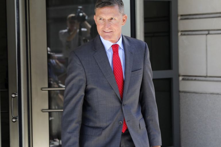 WASHINGTON, DC - July 10: Michael Flynn, former National Security Advisor to President Donald Trump, departs the E. Barrett Prettyman United States Courthouse following a pre-sentencing hearing July 10, 2018 in Washington, DC. Flynn has been charged with a single count of making a false statement to the FBI by Special Counsel Robert Mueller. Aaron P. Bernstein/Getty Images/AFP== FOR NEWSPAPERS, INTERNET, TELCOS & TELEVISION USE ONLY ==