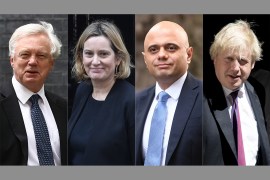 from right Boris Johnson and Sajid Javid and Amber Rudd and David Davis