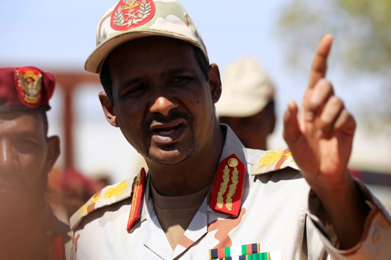 The head of SudanÕs Rapid Support Forces (RSF), General Muhammad Hamdan Daqlu, speaks during a news conference at the RSF headquarters outside Khartoum, Sudan November 5, 2017. REUTERS/Mohamed Nureldin Abdallah