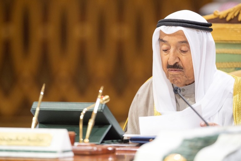 Kuwaiti Emir Sheikh Sabah al-Ahmad al-Jaber al-Sabah attends the Gulf Cooperation Council's (GCC) Summit in Riyadh, Saudi Arabia December 9, 2018. Bandar Algaloud/Courtesy of Saudi Royal Court/Handout via REUTERS ATTENTION EDITORS - THIS PICTURE WAS PROVIDED BY A THIRD PARTY