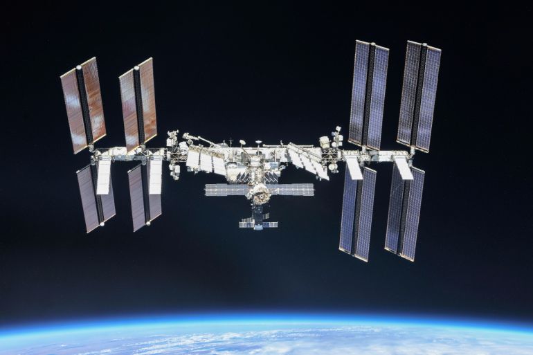 The International Space Station (ISS) photographed by Expedition 56 crew members from a Soyuz spacecraft after undocking, October 4, 2018. NASA astronauts Andrew Feustel and Ricky Arnold and Roscosmos cosmonaut Oleg Artemyev executed a fly around of the orbiting laboratory to take pictures of the station before returning home after spending 197 days in space. Picture taken October 4, 2018. NASA/Roscosmos/Handout via REUTERS ATTENTION EDITORS - THIS IMAGE WAS PROVIDED BY