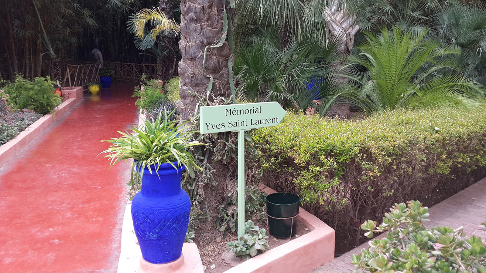 ‪ذكرى المصمم الفرنسي إيف سان لوران في حديقة ماجوريل بمدينة مراكش‬ (الجزيرة)