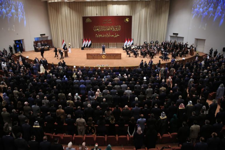 New Iraqi parliament convenes for 1st time since polls- - BAGHDAD, IRAQ - SEPTEMBER 03: The opening session of New Iraqi Parliament held at the Parliament Building on September 03, 2018 in Baghdad, Iraq. The newly-seated Iraqi Parliament convened on Monday for the first time since the May 12 parliamentary elections.