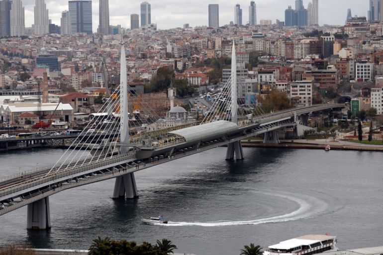 Halic metro bridge which connects metro lines over the Golden Horn is seen in Istanbul, Turkey November 14, 2018. REUTERS/Murad SezerÊ