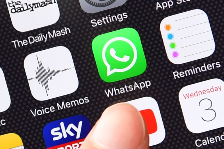 LONDON, ENGLAND - AUGUST 03: A persons finger is posed next to the Whatsapp app logo on an iPhone on August 3, 2016 in London, England. (Photo by Carl Court/Getty Images)
