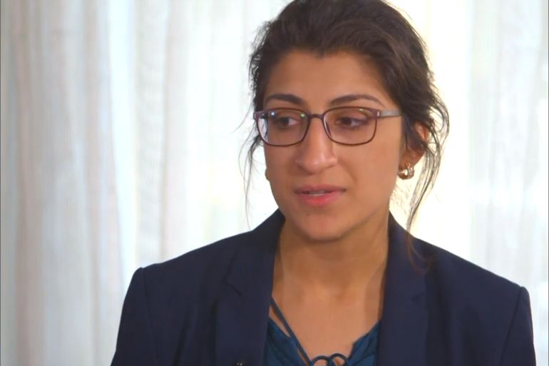 صورة للمحامية الأميركية لينا خان - صورة من يوتيوب