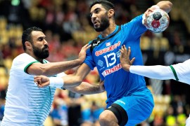 IHF Handball World Championship - Germany & Denmark 2019 - Group C - Saudi Arabia v Tunisia - Jyske Bank Boxen, Herning, Denmark - January 15, 2019. Oussama Hosni of Tunisia in action. Ritzau Scanpix/Henning Bagger via REUTERS ATTENTION EDITORS - THIS IMAGE WAS PROVIDED BY A THIRD PARTY. DENMARK OUT.
