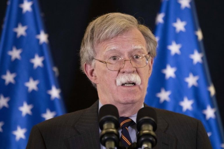 epa06963822 US National Security Advisor John Bolton speaks during a press conference in Jerusalem, 22 August 2018. Bolton is on an official visit to Israel. EPA-EFE/ABIR SULTAN