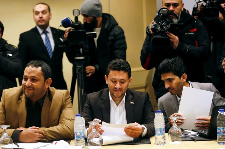 Abdul Qader Murtada, the head of Houthi delegation, attends a meeting to discuss prisoner swap deal between the Yemeni government and Houthi movement in Amman, Jordan January 17, 2019. REUTERS/Muhammad Hamed