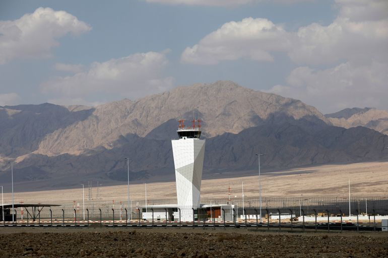 FILE PHOTO: A general view of the airport control tower of the new Ramon International Airport in Timna Valley, north to Eilat, Israel, June 13, 2018. REUTERS/Amir Cohen/File Photo