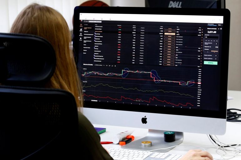 An employee of VP Capital, one of the companies which launched a platform allowing traders to buy shares, gold, foreign exchange and other traditional assets with cryptocurrencies, works at an office in Minsk, Belarus January 15, 2019. REUTERS/Vasily Fedosenko