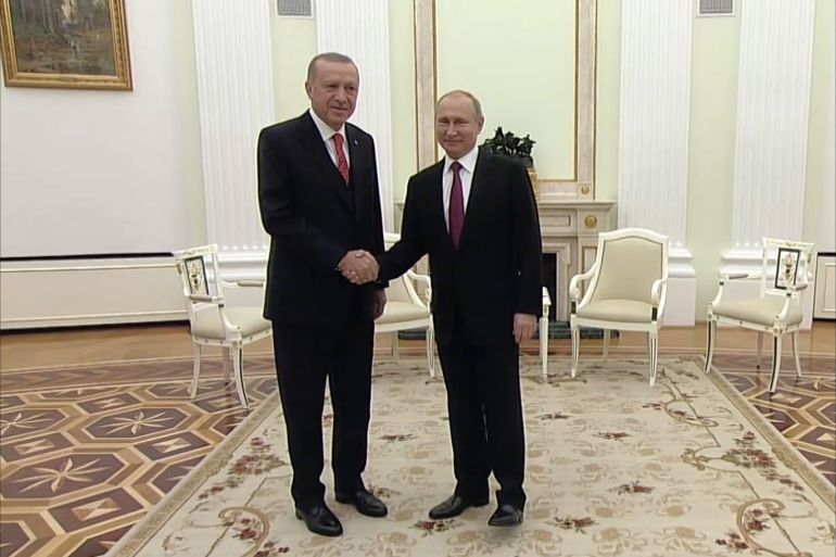 بوتين وأردوغان يتفقان على التنسيق بشأن الوضع بسوريا