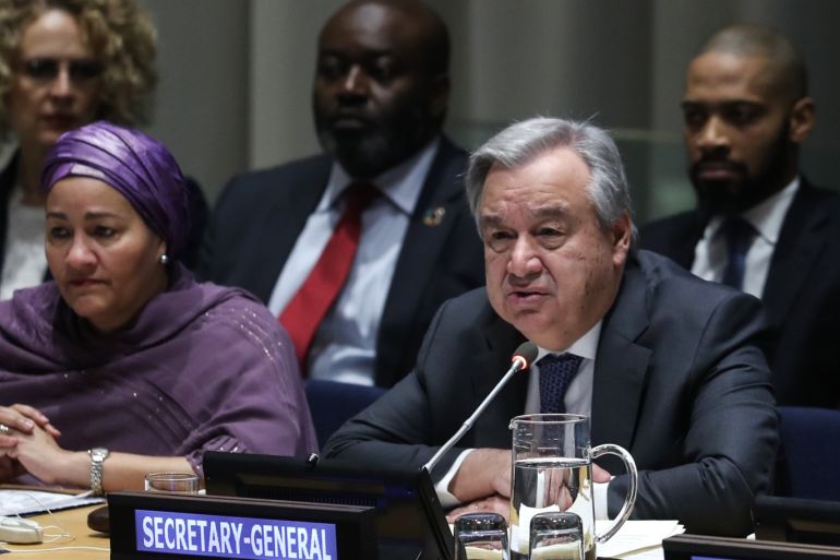 Informal Briefing by the Secretary-General on his Priorities for 2019- - NEW YORK, USA - JANUARY 17 : Secretary-General of the United Nations, Antonio Guterres delivers a speech during the Informal Briefing by the Secretary-General on his Priorities for 2019 meeting in New York, United States on January 17, 2018.