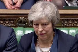 Prime Minister Theresa May sits down in Parliament after the vote on her Brexit deal, in London, Britain, January 15, 2019 in this screengrab taken from video. Reuters TV via REUTERS