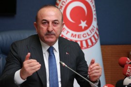 Turkish Foreign Minister Mevlut Cavusoglu- - ANKARA, TURKEY - JANUARY 09: Turkish Foreign Minister Mevlut Cavusoglu makes a speech as he attends the brief of Turkish Parliamentary Committee on Foreign Affairs about latest developments in Turkish foreign policy, in Ankara, Turkey on January 09, 2019.