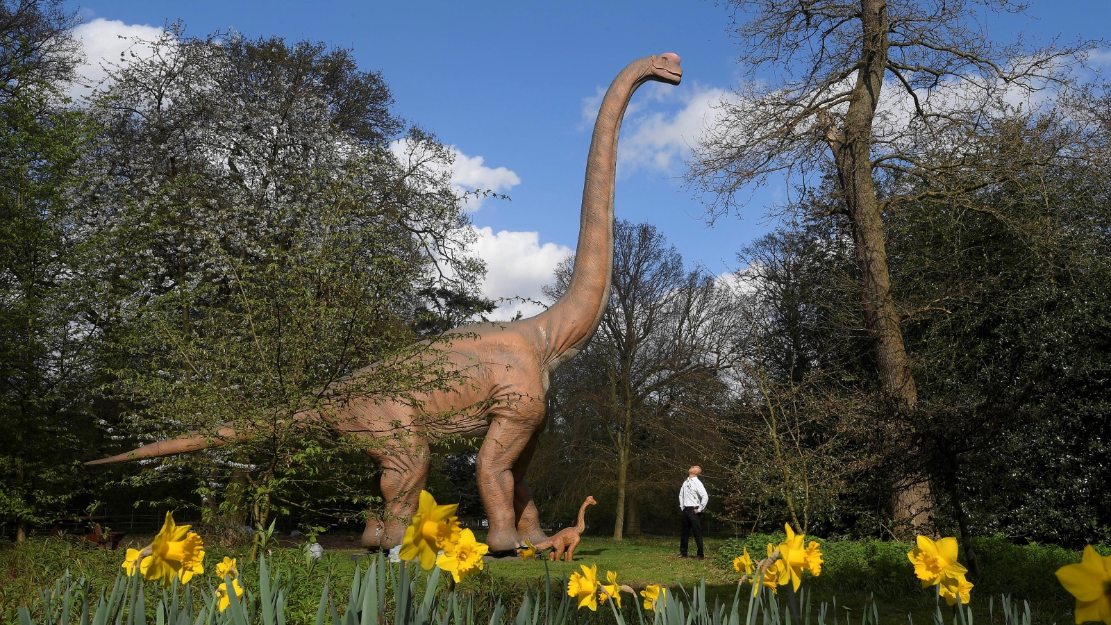 مجسم لديناصور بالحجم الحقيقي في لندن (رويترز)